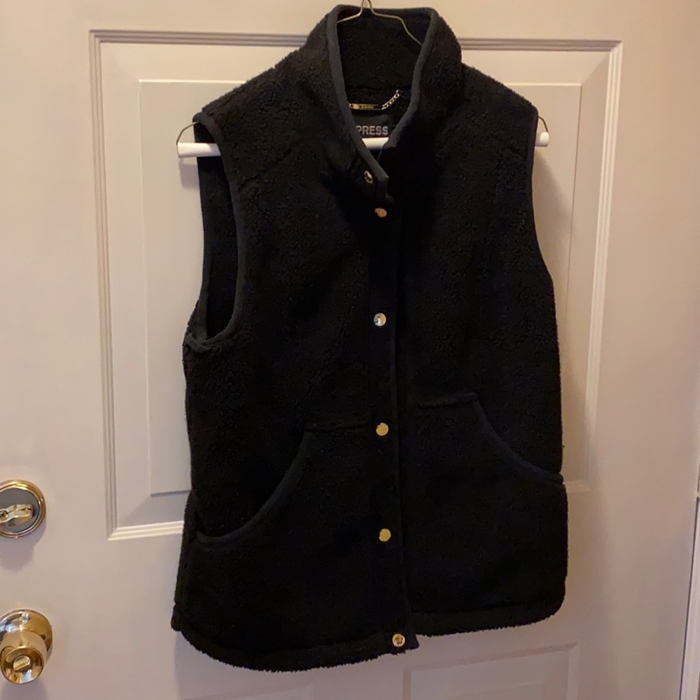 Express Sherpa Fleece Vest - Black - Size S